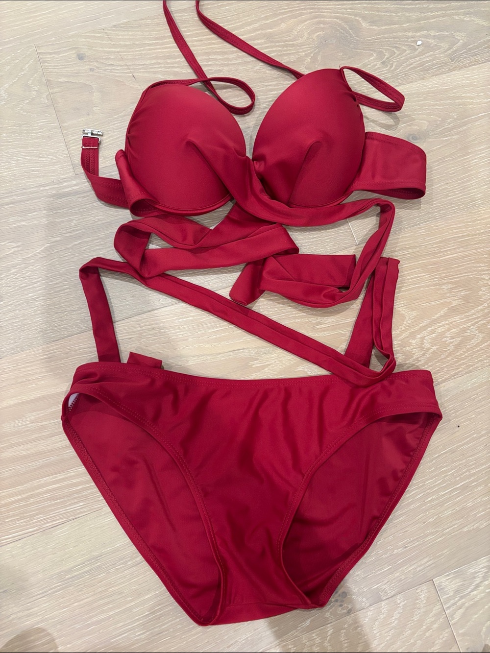 Red Wrap-Detail Women's Bikini Set